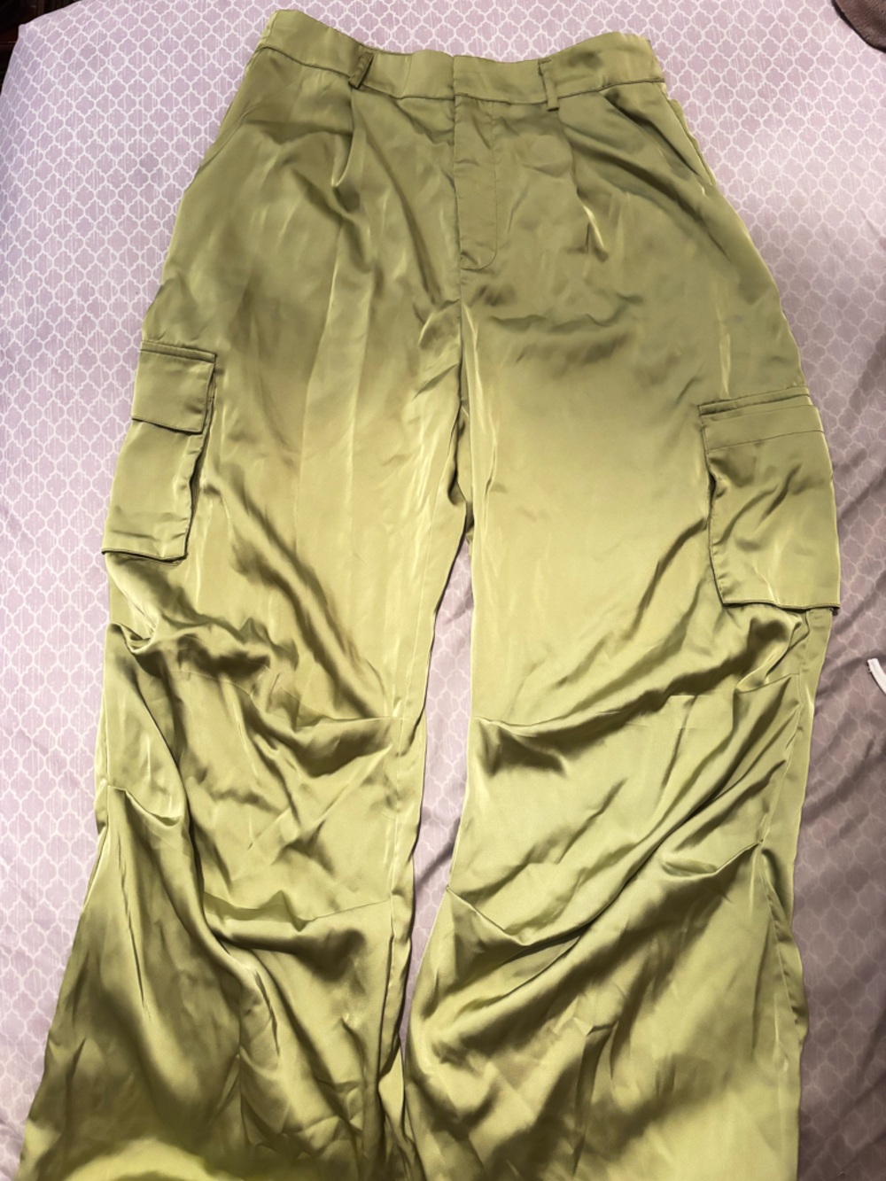 Olive Green Wide-Leg Cargo Pants - Picture 4 of 4
